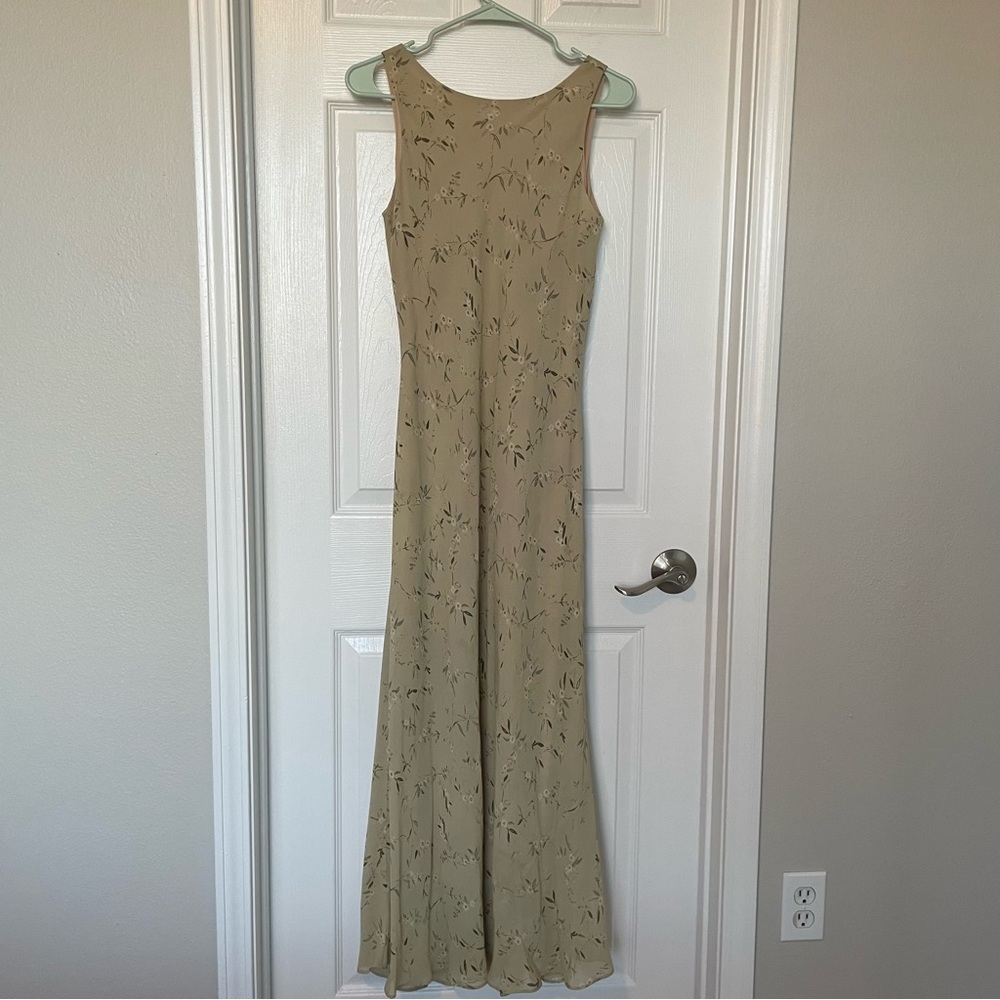 Alyn Paige Vintage Green Yellow Floral Floor Length Dress Size 7/8